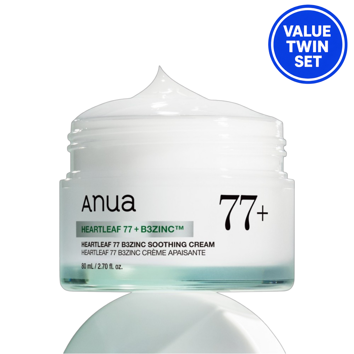ANUA Heartleaf 77 B3 Zinc Soothing Cream 80ml Jar + 80ml Tube Value Twin Set