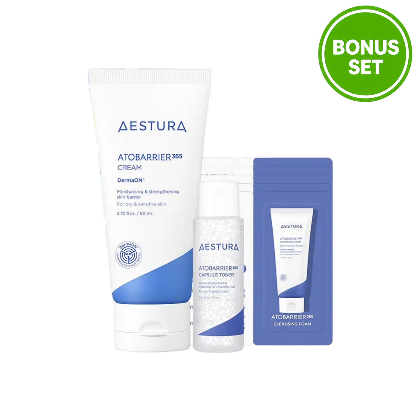 AESTURA ATOBARRIER 365 CREAM 80ml + CAPSULE TONER 25ML + CLEANSING FOAM 3g * 3EA BONUS SET