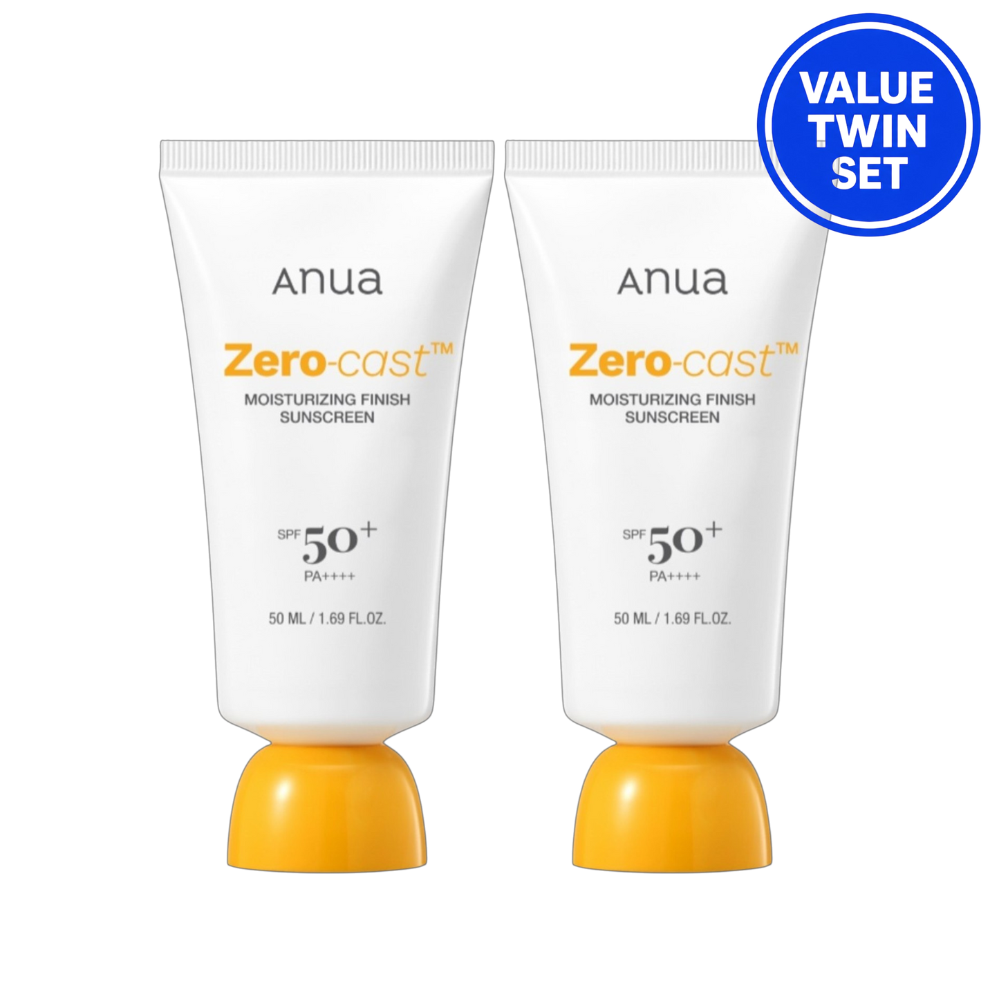 ANUA Zero Cast Moisturizing Finish Sunscreen SPF50+ PA++++ 50ml + 50ml Value Twin Set