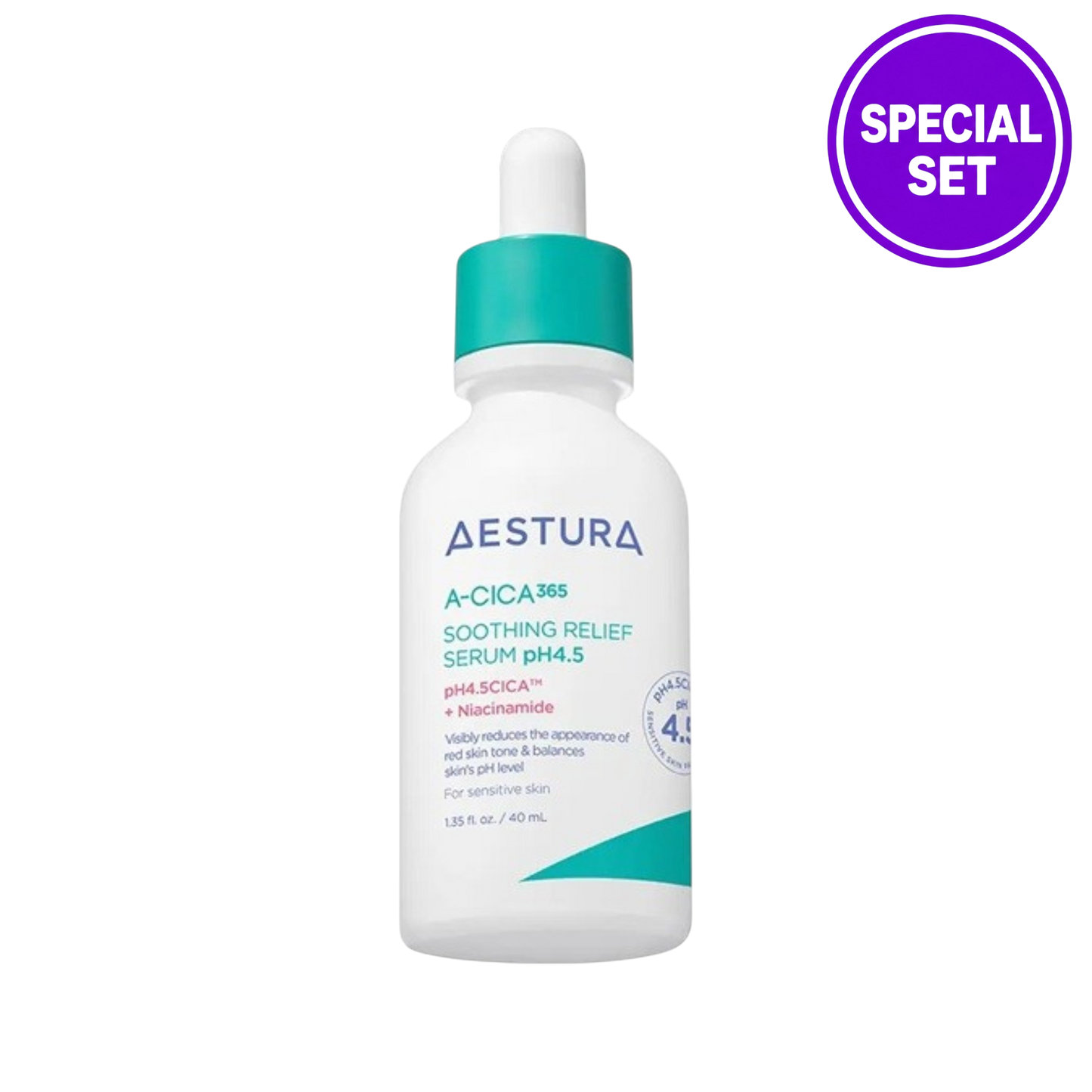 AESTURA A-CICA 365 SOOTHING RELIEF SERUM PH4.5 40ML + 20ML SPECIAL SET