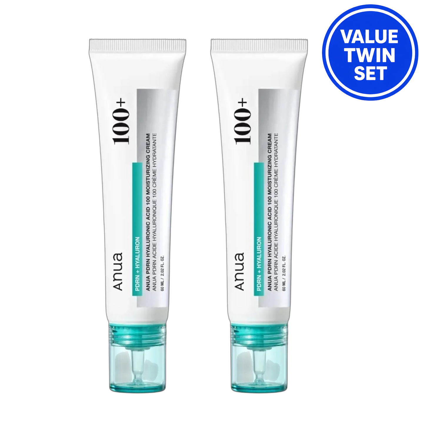 ANUA PDRN Hyaluronic Acid 100 Moisturizing Cream 60ml + 60ml Value Twin Set