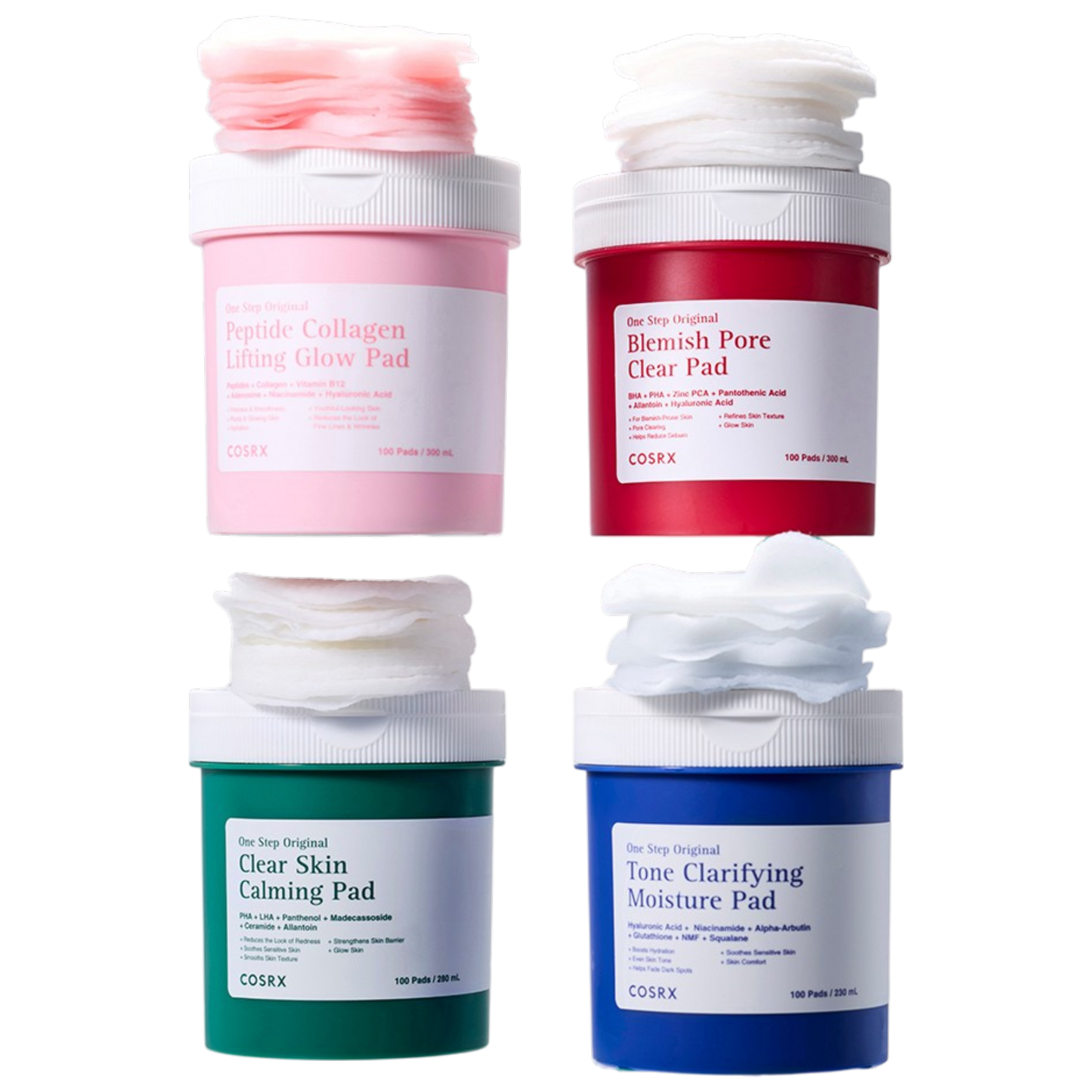 COSRX One Step Original Pad Collection - 4 Types (100 Pads / 300ml)