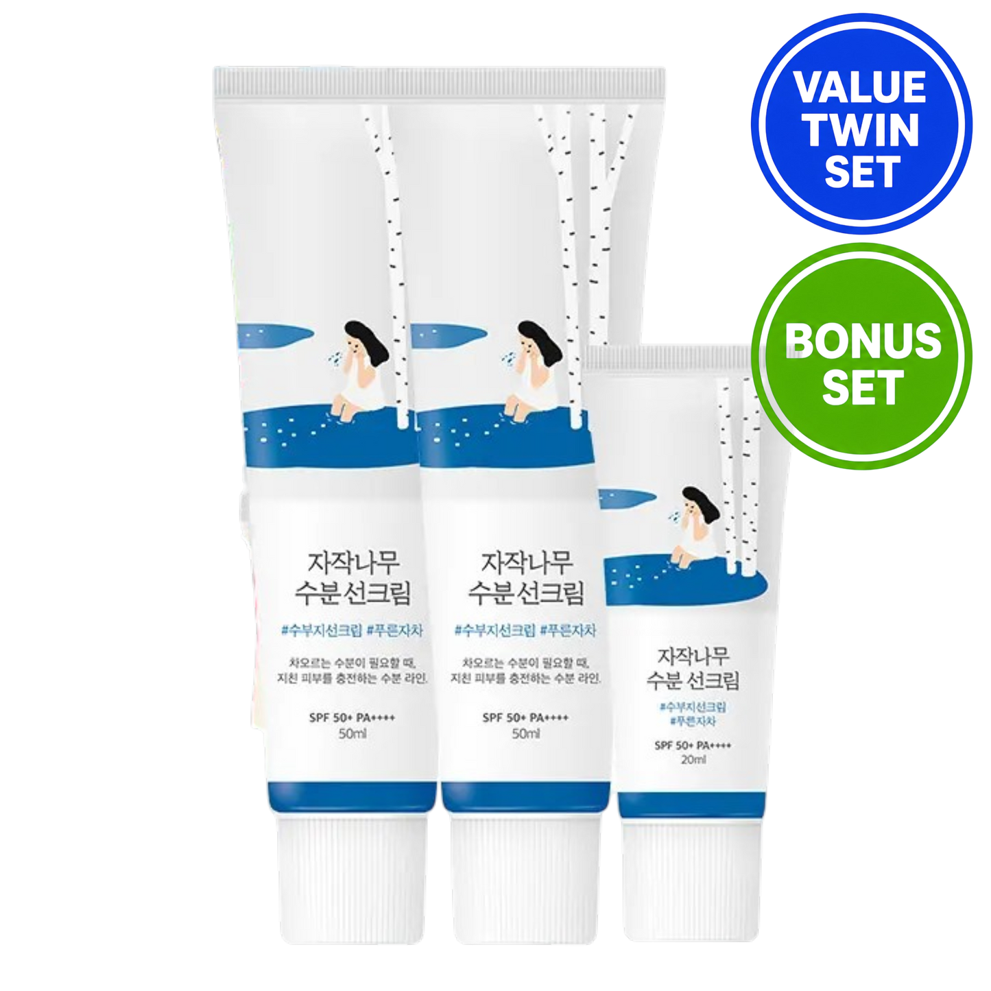 Round Lab Birch Moisturizing Sun Cream SPF50+ PA++++ Set (50ml + 50ml + 20ml) Value Twin Set