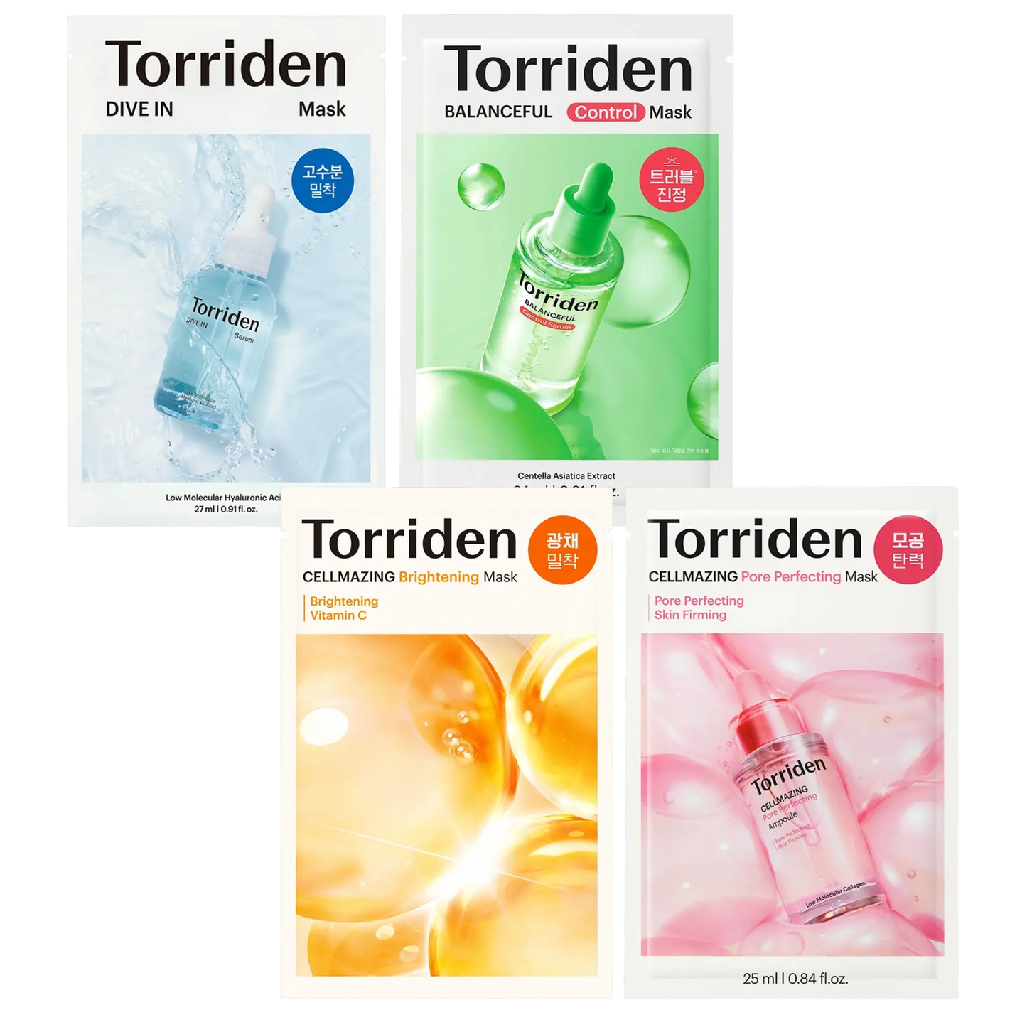 TORRIDEN DAILY SHEET MASK - 1 SHEETS (DIVE-IN HYALURONIC ACID / BALANCEFUL CONTROL / CELLMAZING BRIGHTENING / CELLMAZING PORE PERFECTING)