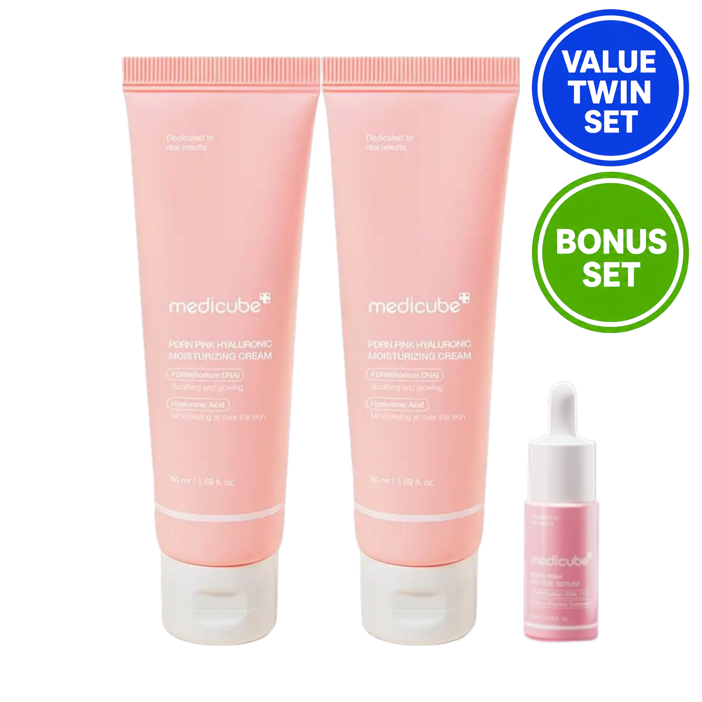 MEDICUBE PDRN Pink Hyaluronic Moisturizing Cream 50ml + 50ml Value Twin Set + Ampoule 10ml Bonus