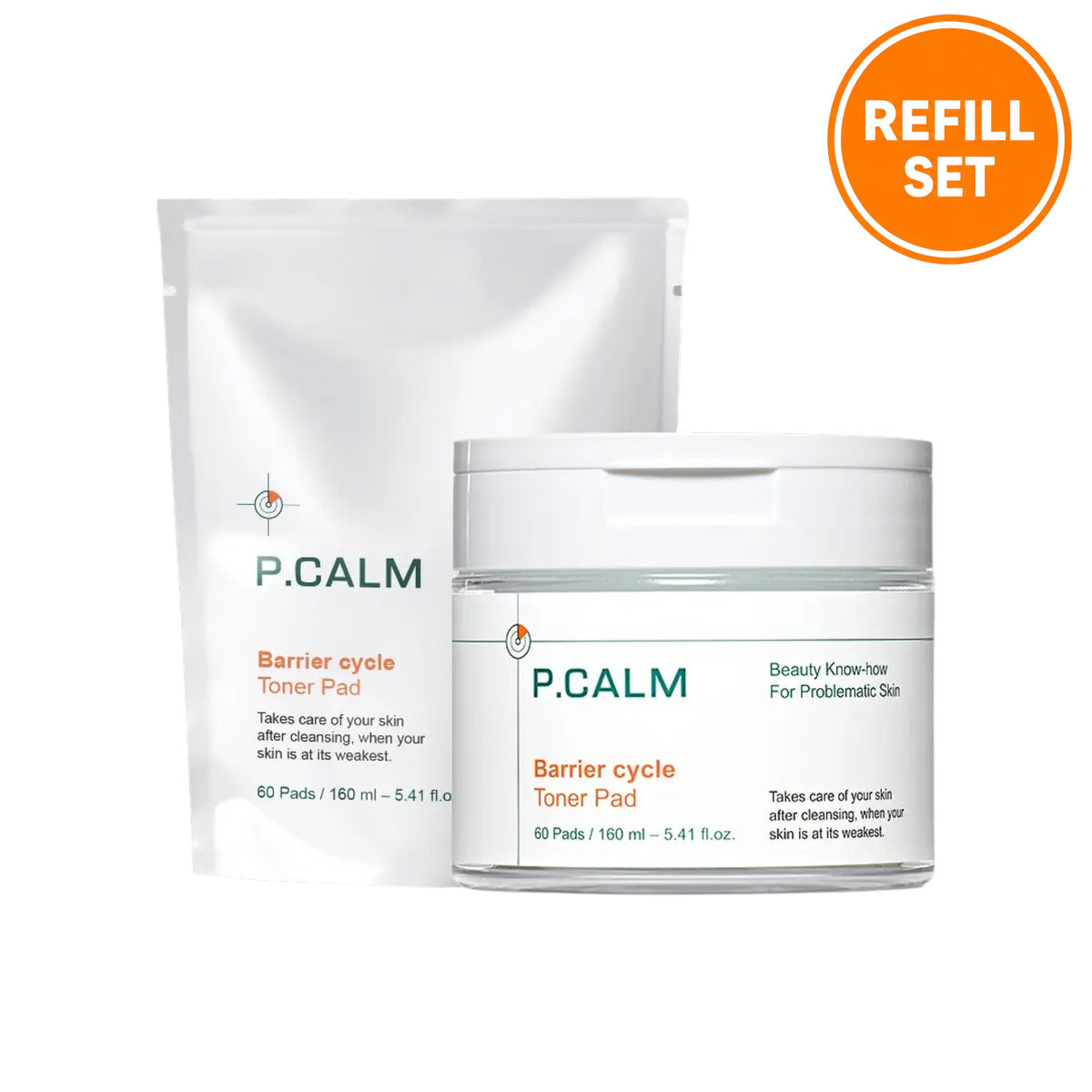 P.CALM Barrier Cycle Toner Pad 60 Pads + 60 Pads Refill Set