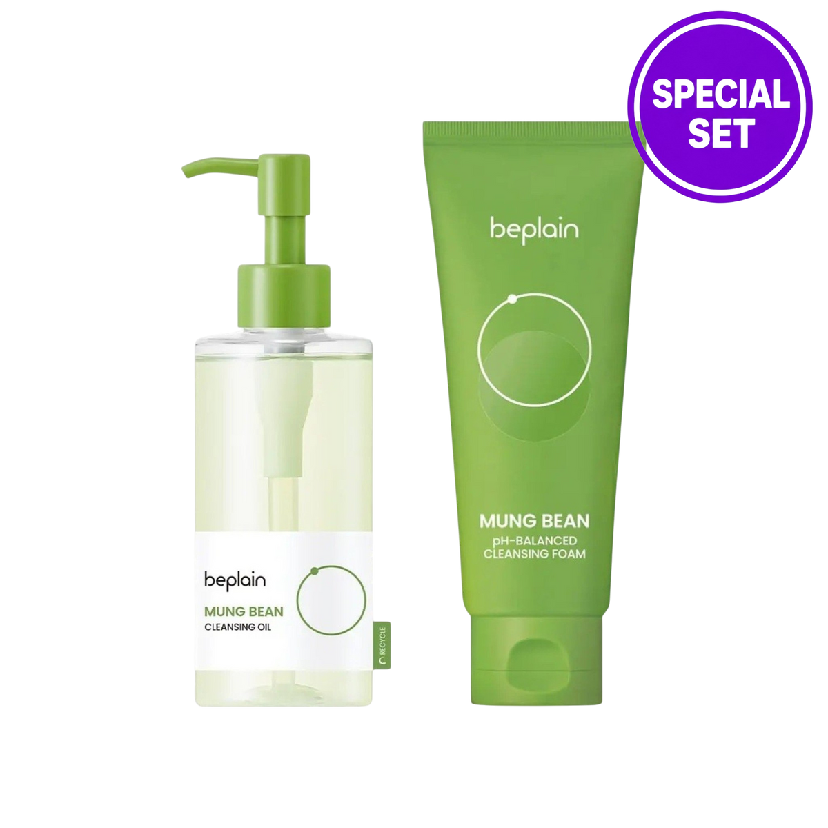 BEPLAIN Mung Bean Cleansing Set (Oil 200ml + Foam 160ml) Special Set