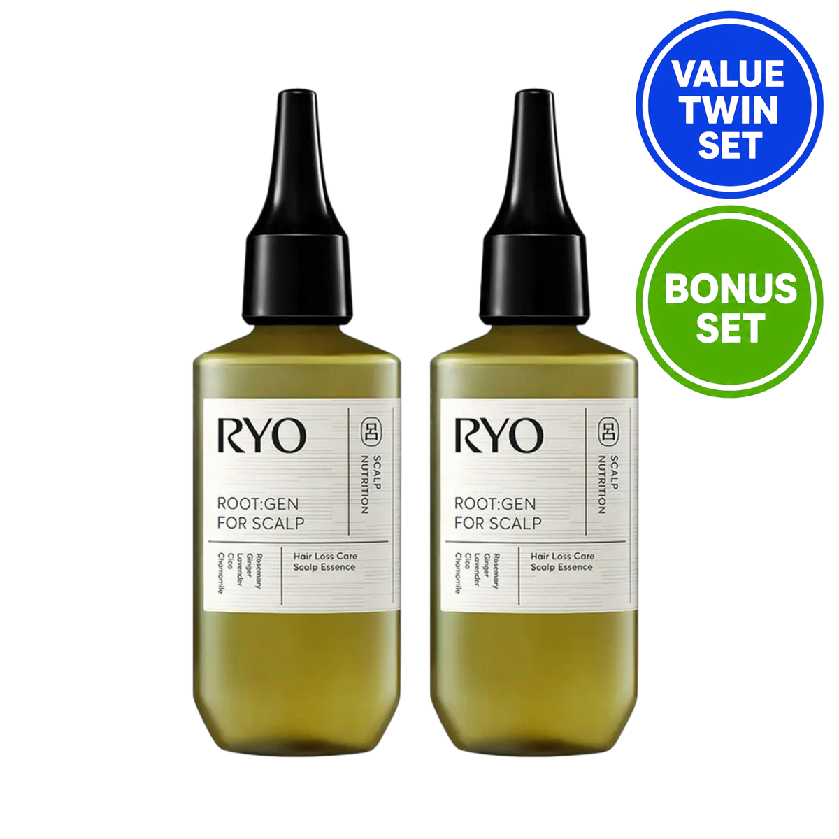 RYO Root Gen Scalp Essence 80ml + 80ml Value Twin Set + 20ml Shampoo Bonus