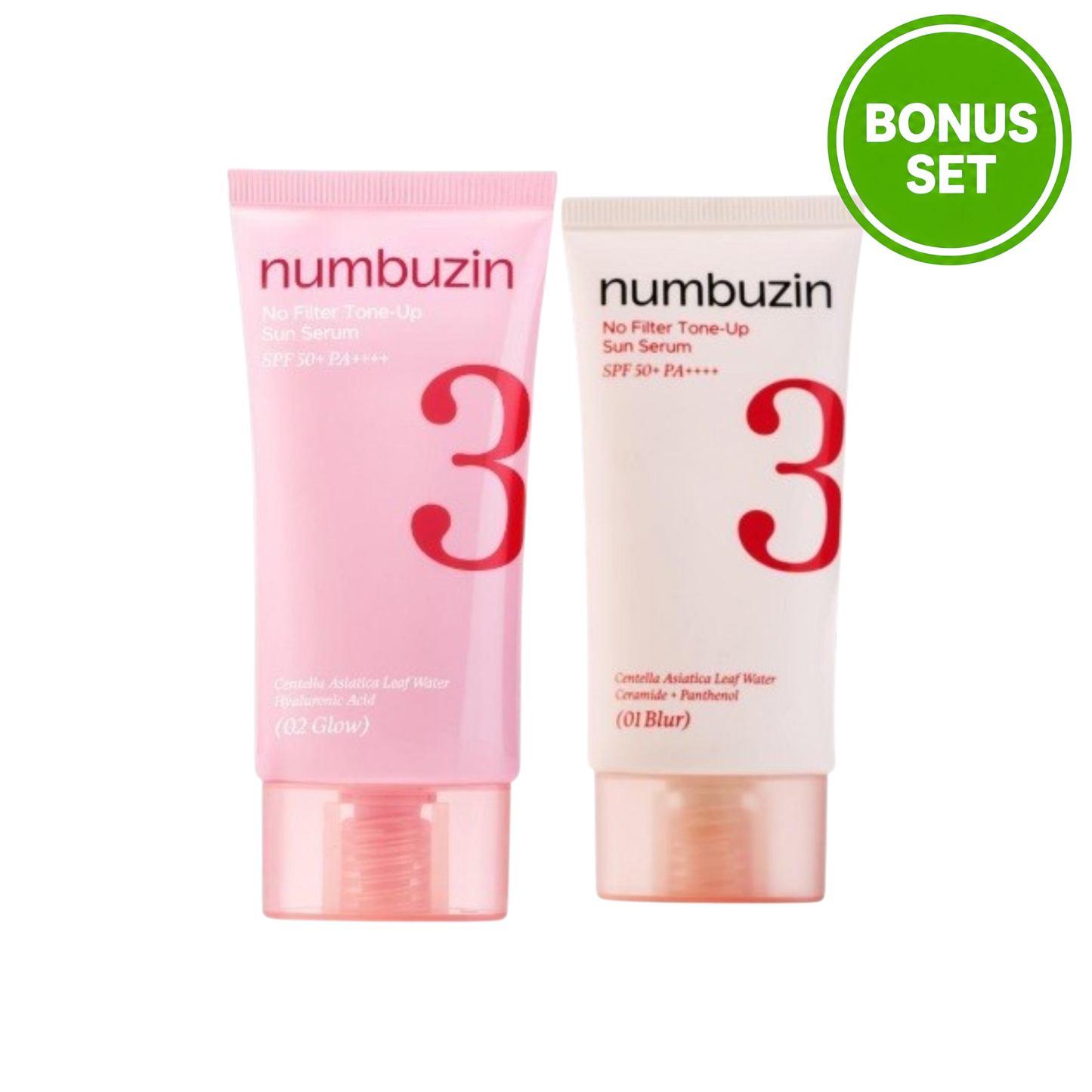 NUMBUZIN No.3 No Filter Tone-Up Sun Serum 50ml + Cleaning Oil 20ml Set (Blur / Glow)