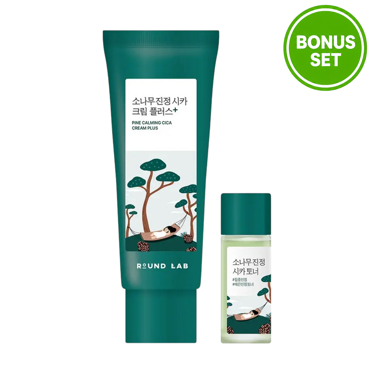 ROUND LAB Pine Calming Cica Cream Plus 60ml + Toner 20ml Bonus Set