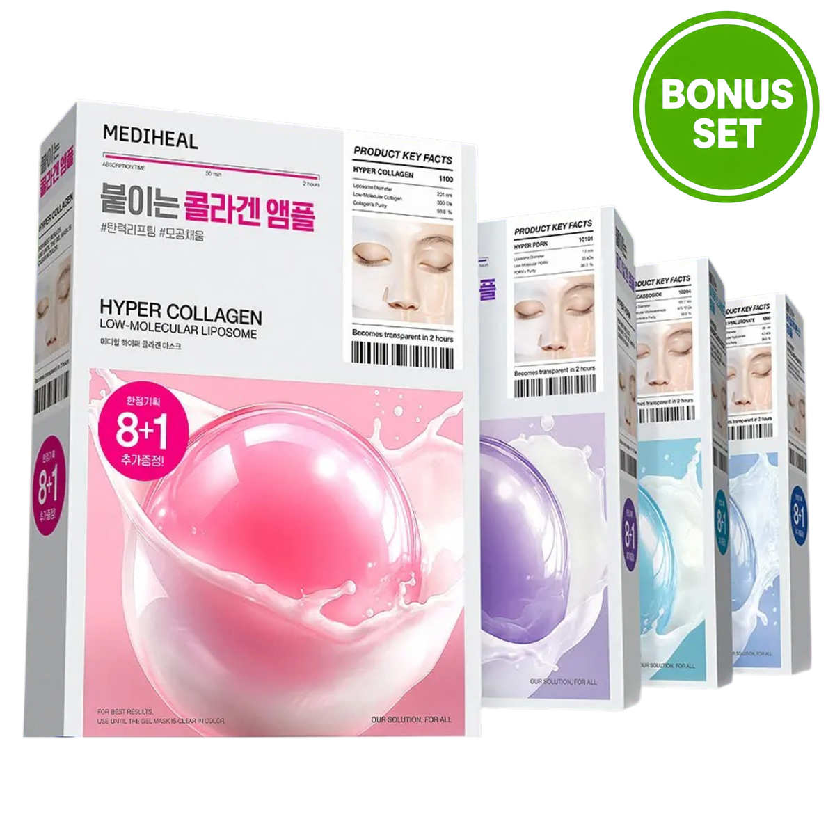 MEDIHEAL Hyper Low-Molecular Liposome Gel Mask 8 + 1 Sheets (Bonus Set)
