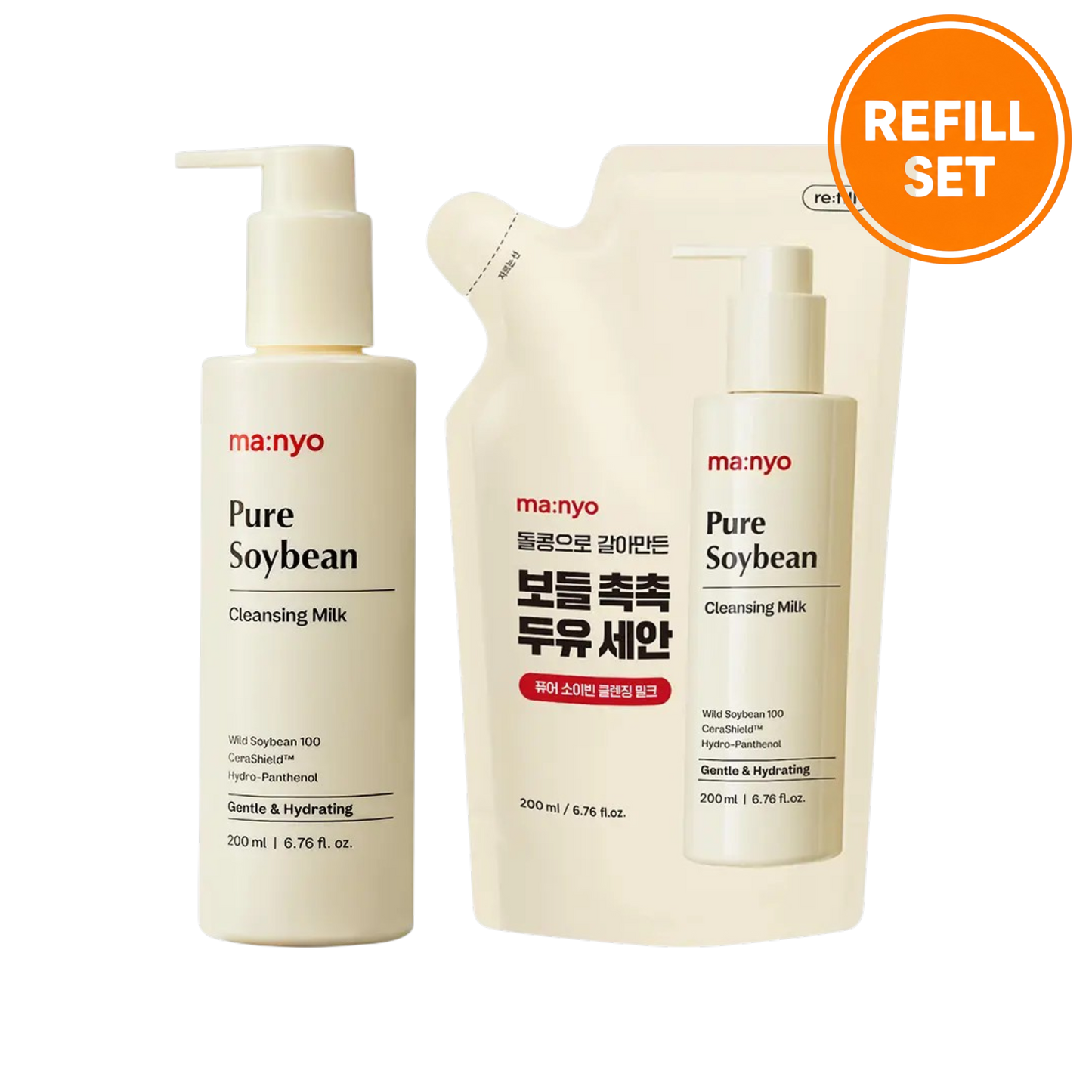 MANYO Pure Soybean Cleansing Milk 200ml + 200ml Refill Set