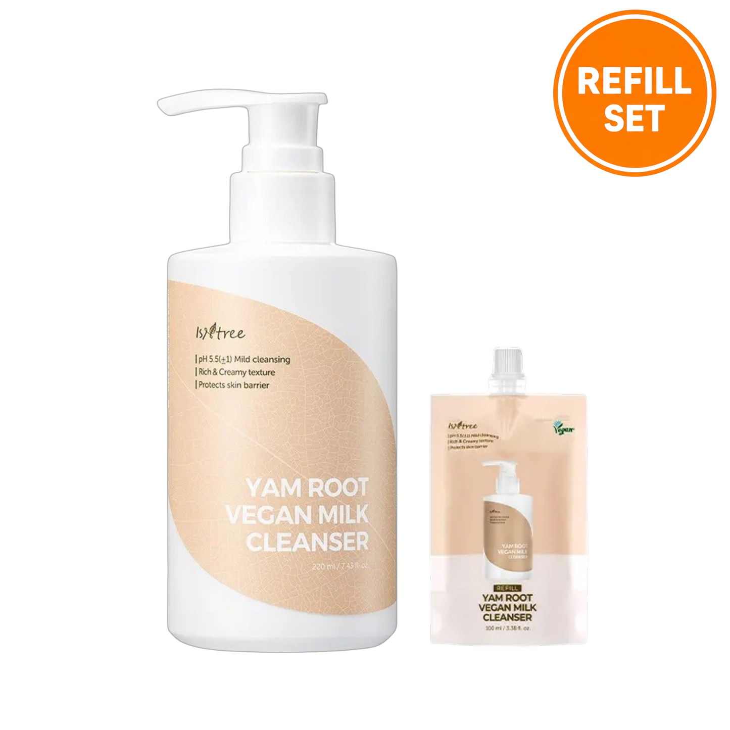 ISNTREE Yam Root Vegan Milk Cleanser 220ml + 100ml Refill Set