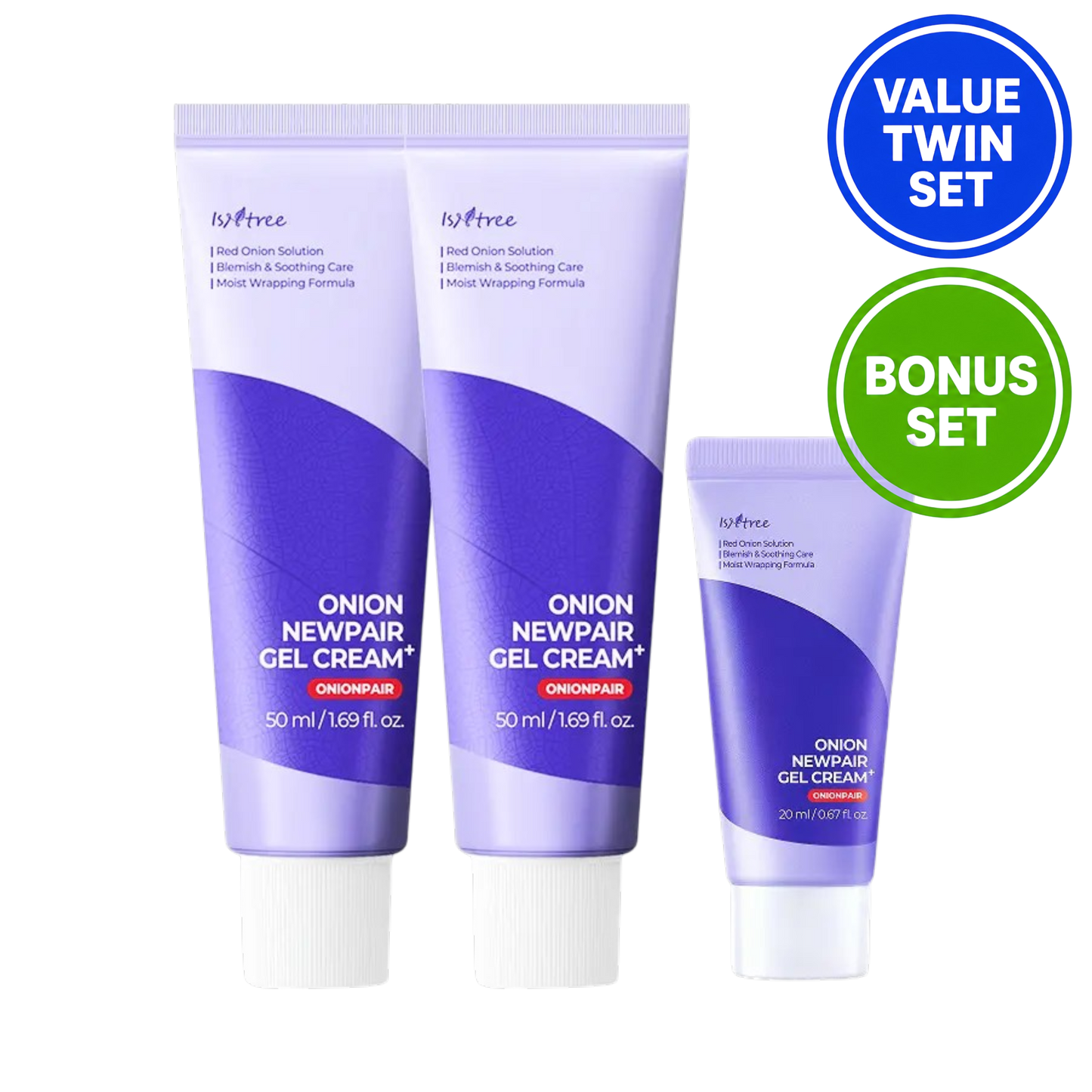 ISNTREE ONION NEWPAIR GEL CREAM PLUS 50ML + 50ML + 20ML BONUS TWIN VALUE SET
