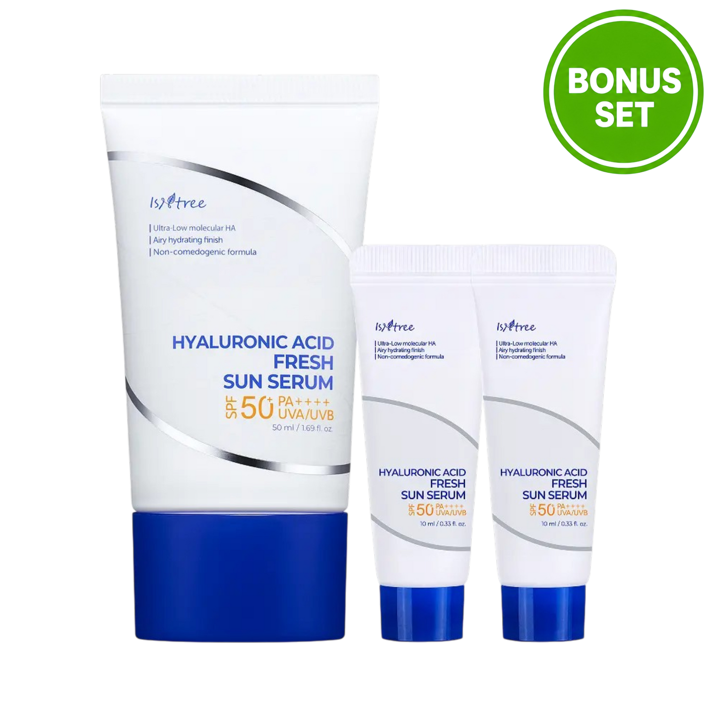 ISNTREE Hyaluronic Acid Fresh Sun Serum 50ml + 20ml (10ml x 2) SPF50+ PA++++ Bonus Set