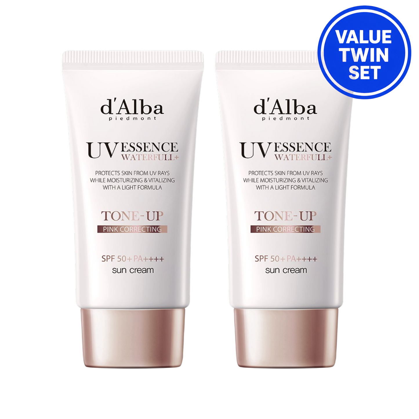 d'Alba Tone-Up Pink Correction Sun Cream SPF50+ PA++++ 50ml+50ml Value Twin Set