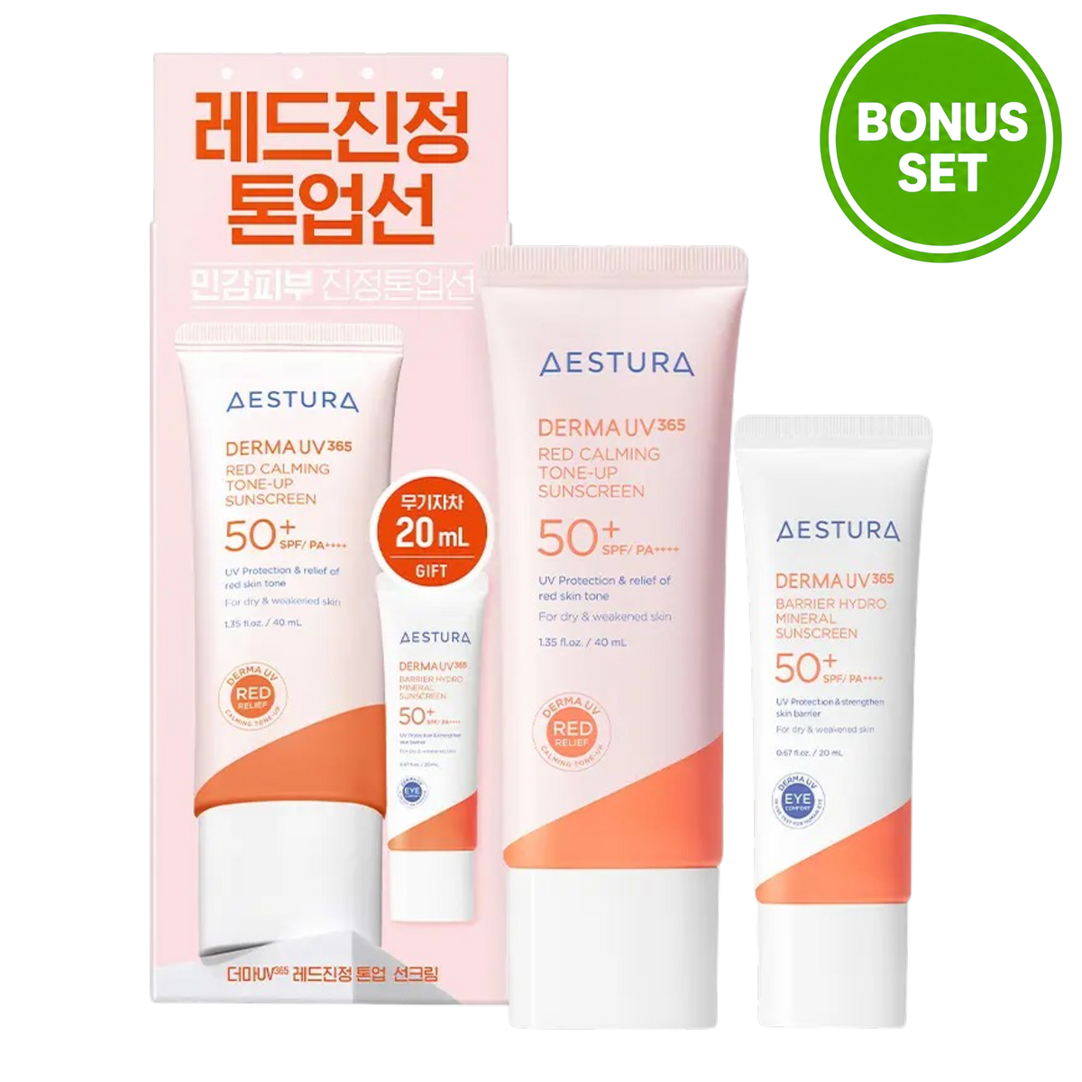 Aestura Derma UV365 Red Calming Tone-Up Sunscreen 40ml + Mineral Sunscreen 20ml