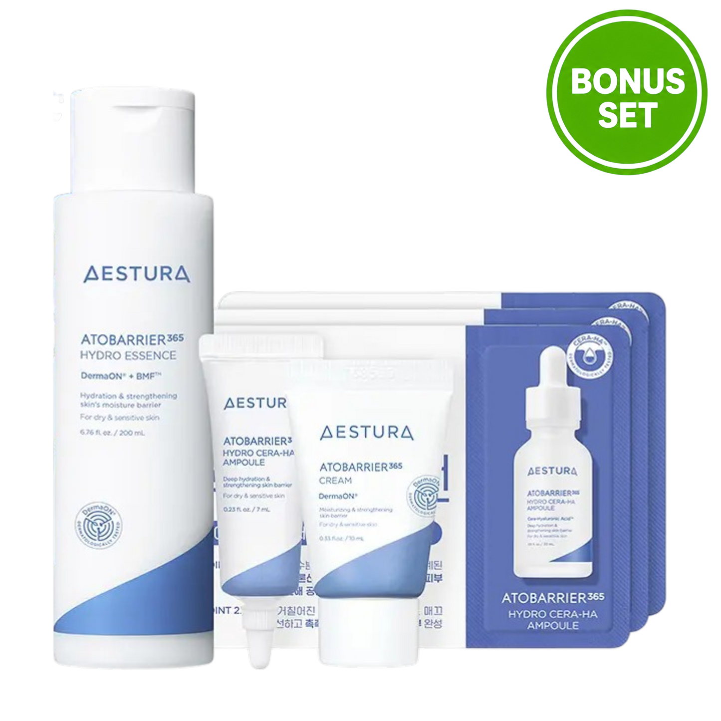 AESTURA ATOBARRIER 365 HYDRO ESSENCE 200ML + CREAM 10ML + AMPOULE 10ML (BONUS SET)