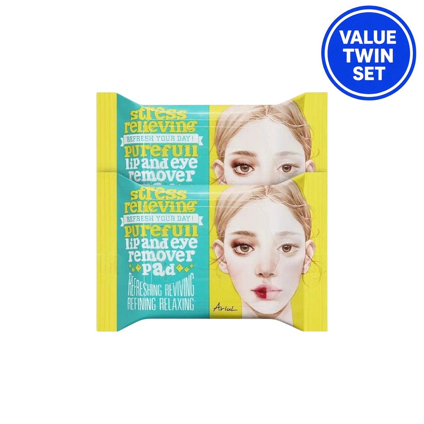 ARIEL Stress Relieving Purefull Lip & Eye Remover Pad Double Set (30 + 30)