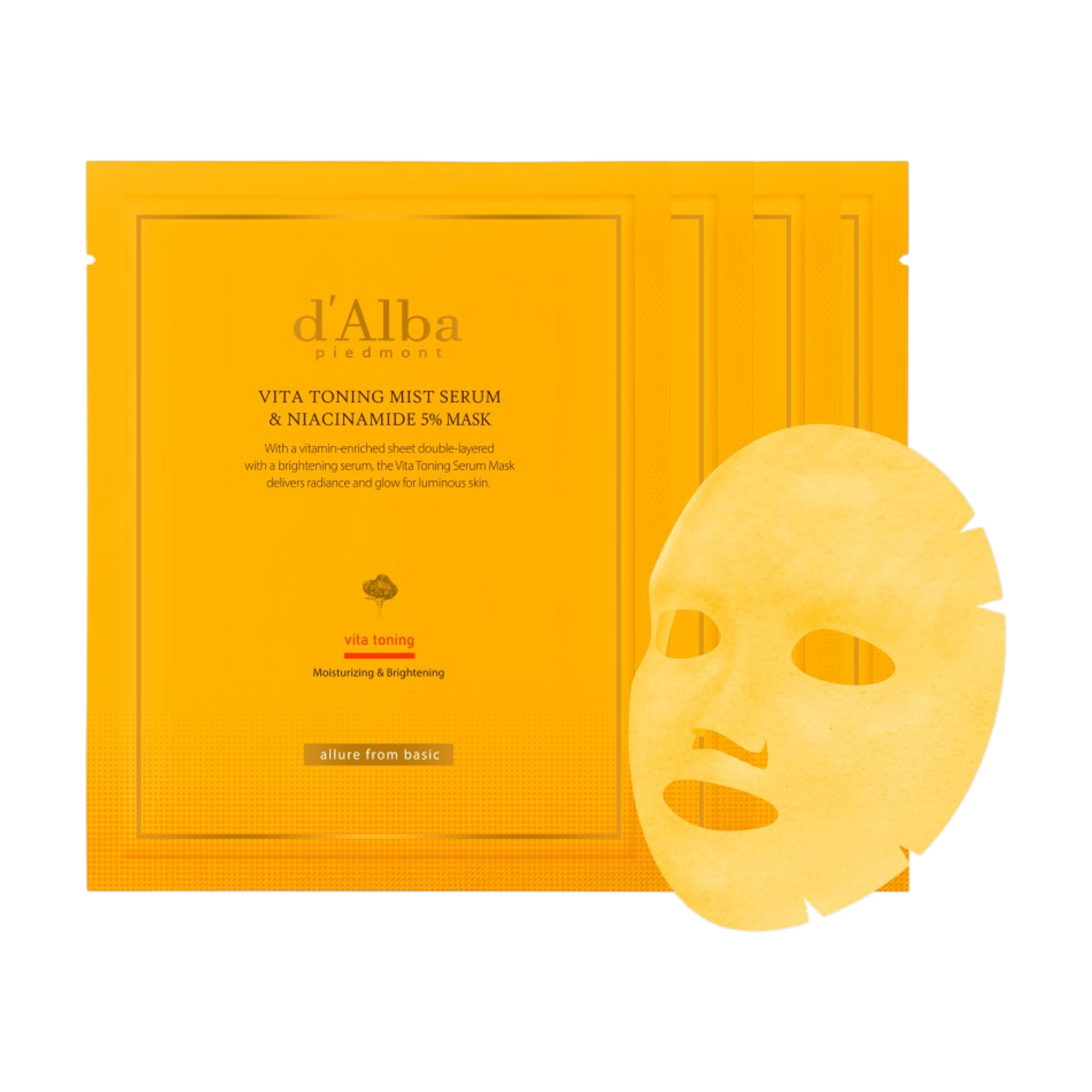 d'Alba Vita Toning Mist Serum & Niacinamide 5% Mask - 4 Sheets