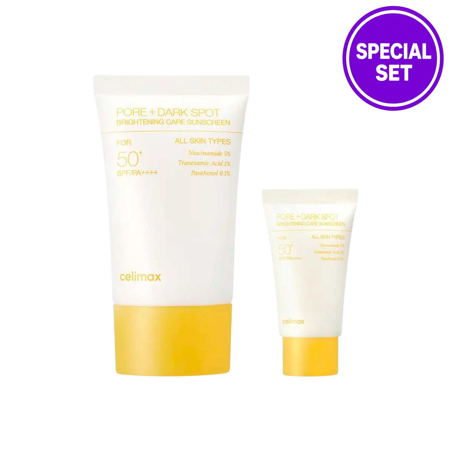 CELIMAX Pore + Dark Spot Brightening Care Sunscreen SPF50+ PA++++ 50ml+10ml (Special Set)