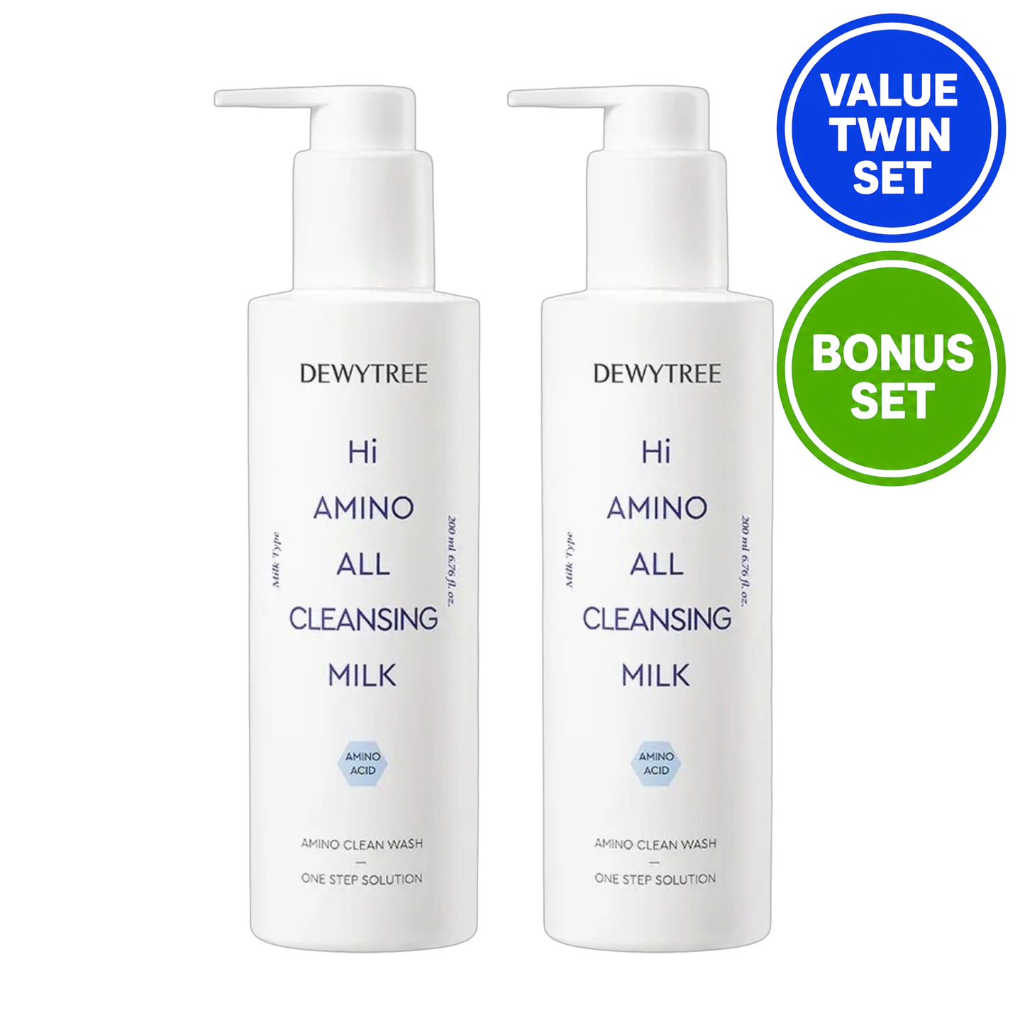 DEWYTREE Hi Amino All Cleansing Milk Special Bonus Set (200ml + 200ml + 20ml)
