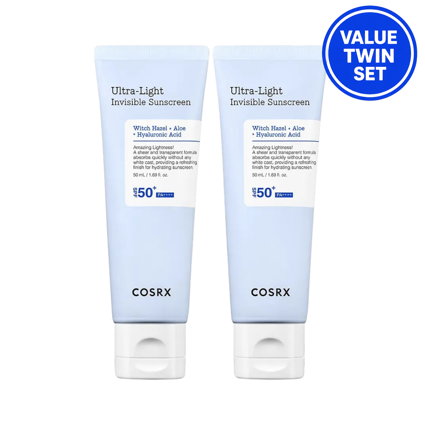 COSRX Ultra-Light Invisible Sunscreen SPF50+ PA++++ 50ml + 50ml (Twin Value Set)