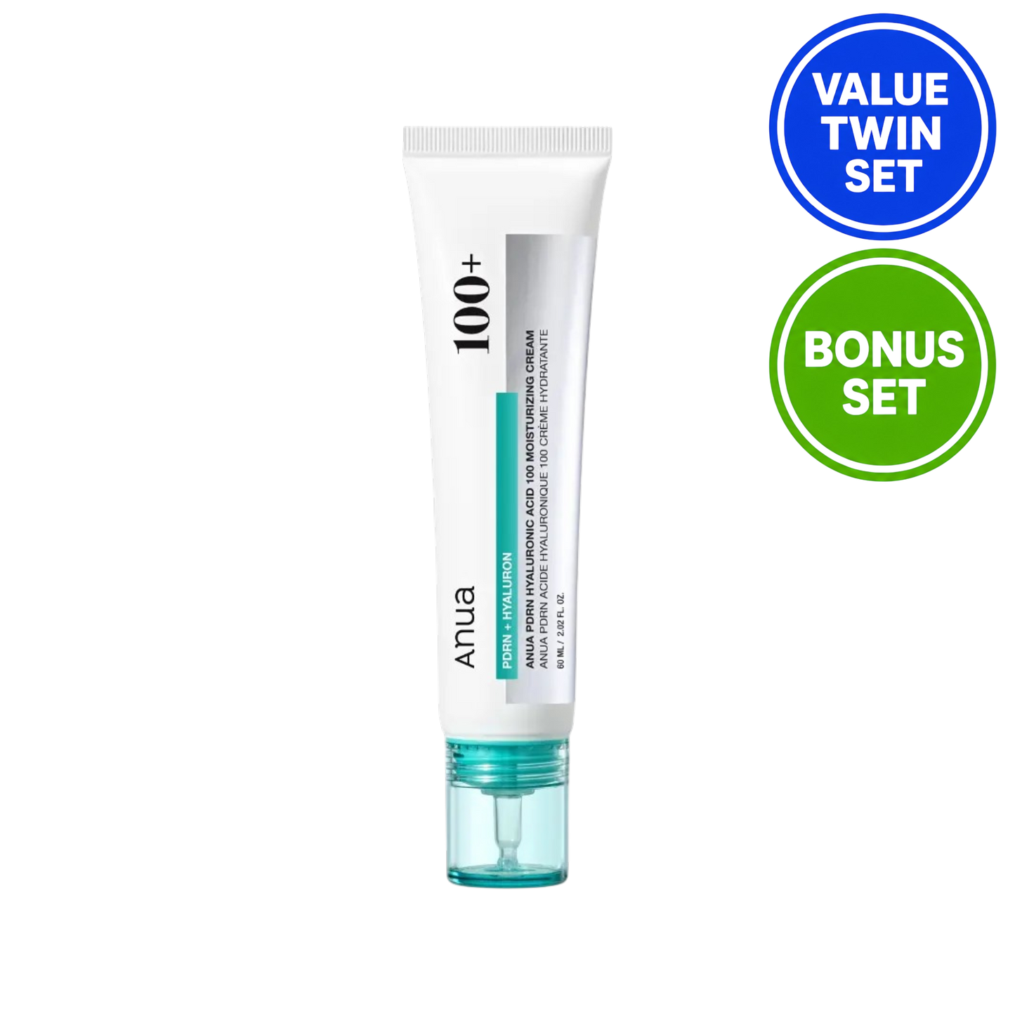 ANUA PDRN Hyaluronic Acid 100 Moisturizing Cream 60ml + 60ml Value Twin Set + PDRN Toner 40ml Bonus