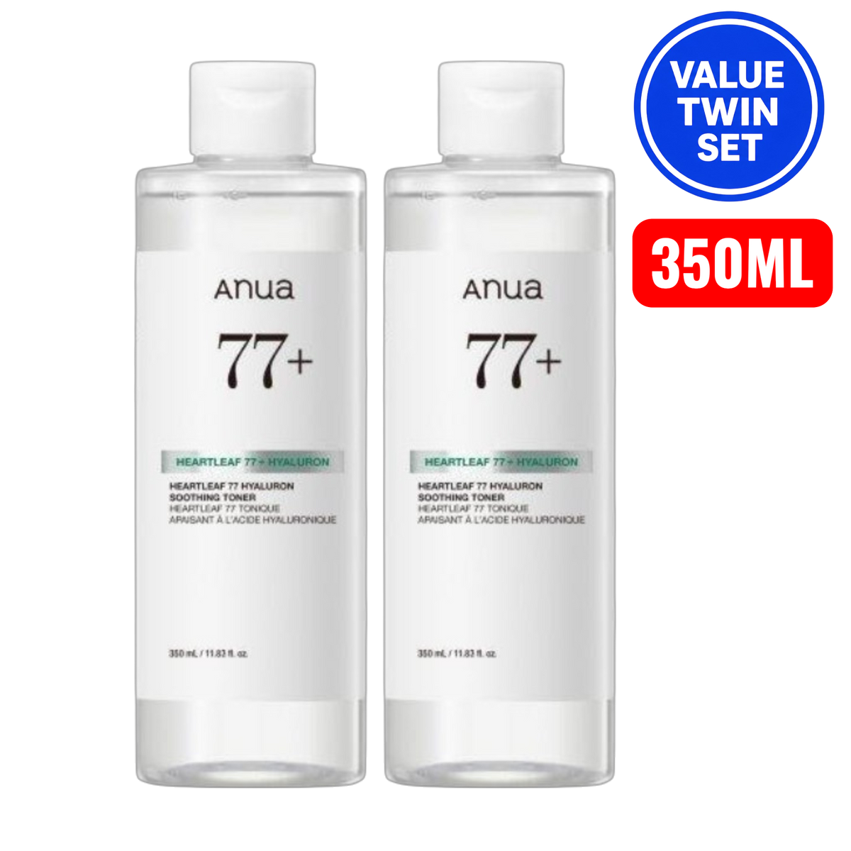 ANUA Heartleaf 77 Hyaluron Soothing Toner 350ml + 350ml (Value Twin Set)