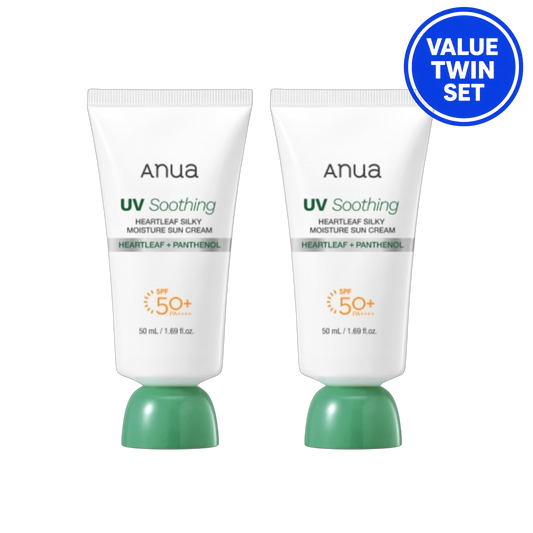 ANUA Heartleaf Silky Moisture Sun Cream SPF50+ PA++++ 50ml + 50ml (Renewal) Value Twin Set