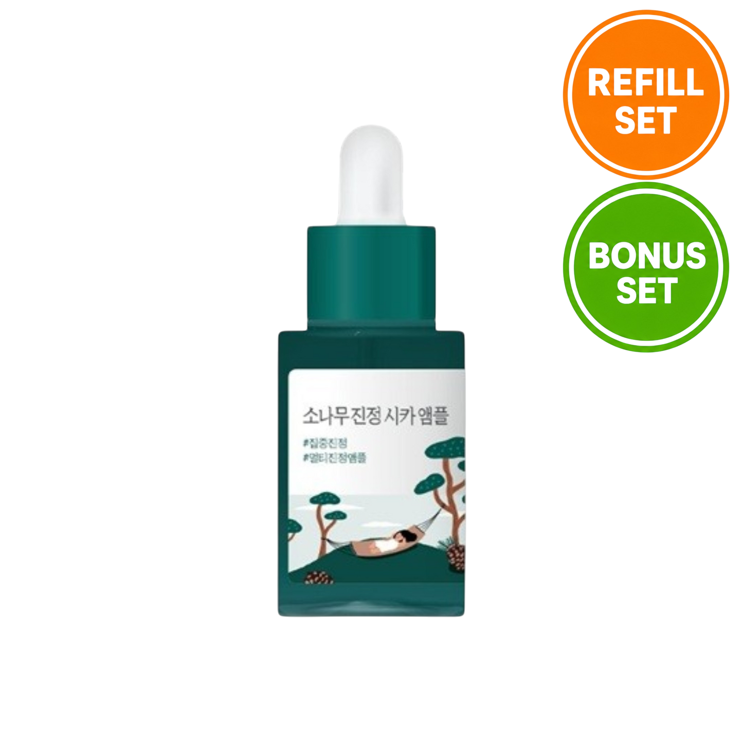 ROUND LAB PINE CALMING CICA AMPOULE 30ML + 30ML REFILL + 1 Sheet Mask Special Set