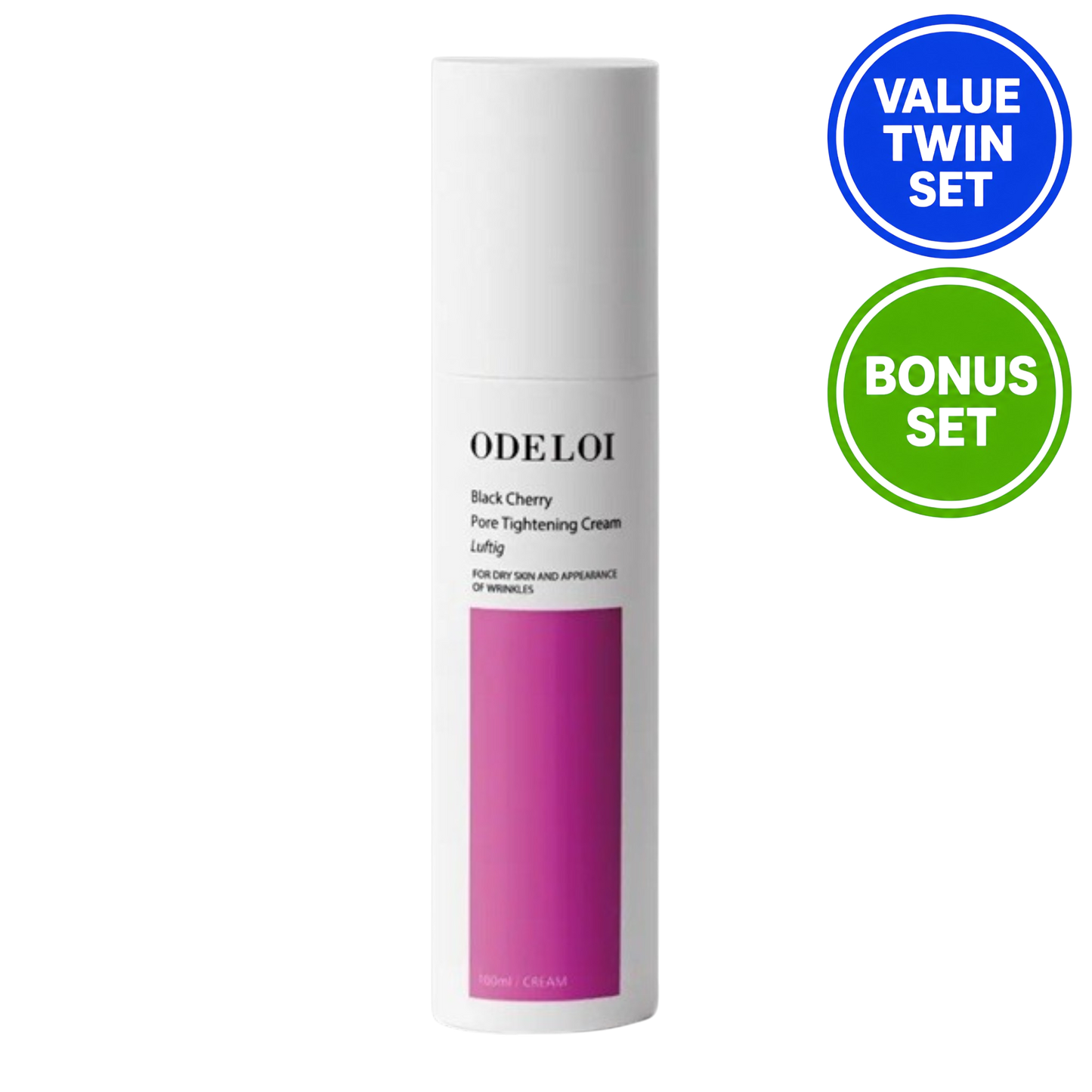 ODELOI BLACK CHERRY PORE TIGHTENING CREAM 100ML + 100ML + 30ML MIST AMPOULE  (BONUS SET)