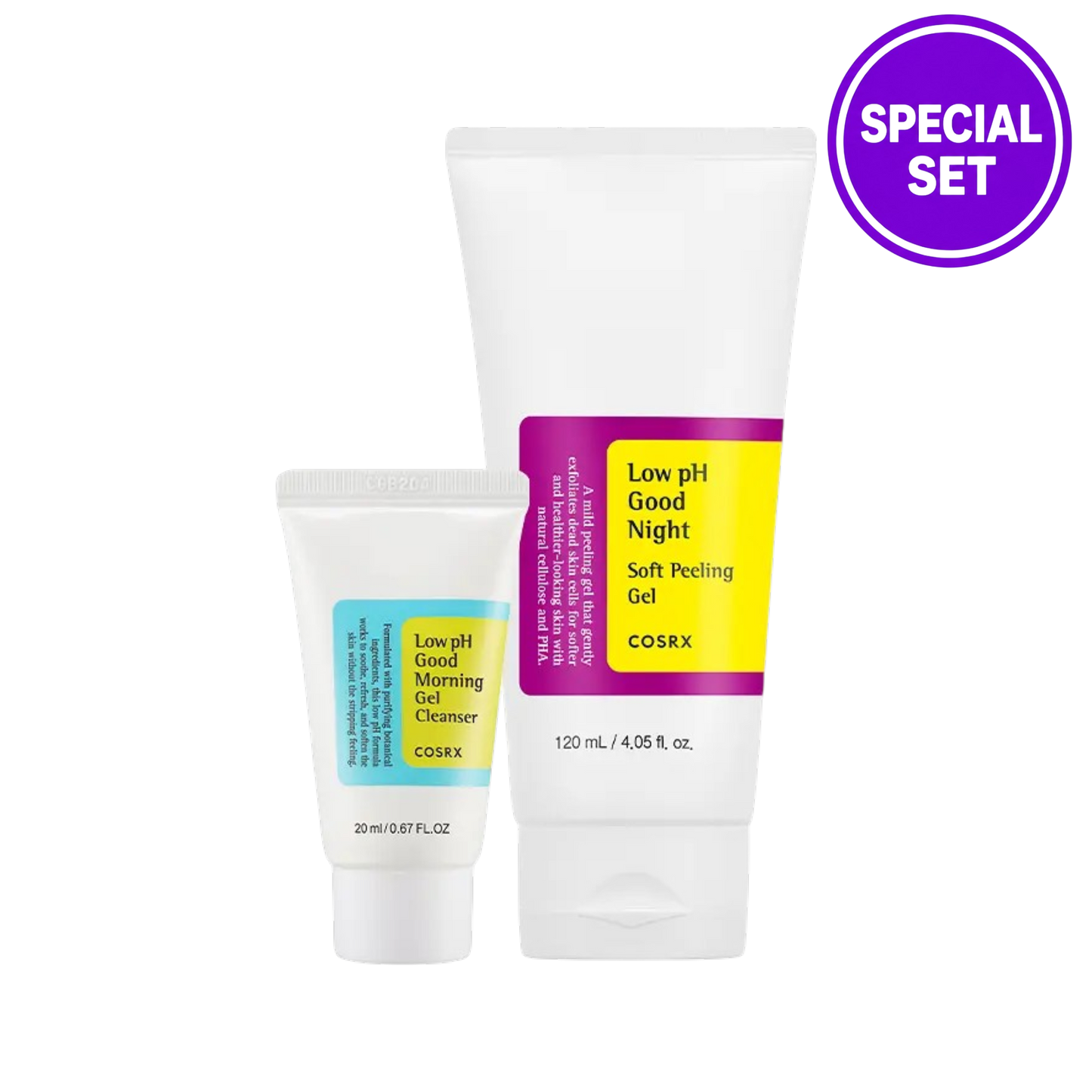 COSRX Low pH Good Night Soft Peeling Gel (120ml) + Low pH Good Morning Gel Cleanser (20ml) Special Set