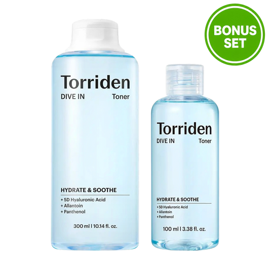 TORRIDEN DIVE-IN LOW MOLECULAR HYALURONIC ACID TONER 300ML + 100ML BONUS SET