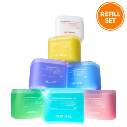 MEDIHEAL Derma Pad 100 Pads + 100 Pads Refill Set (7 Types)