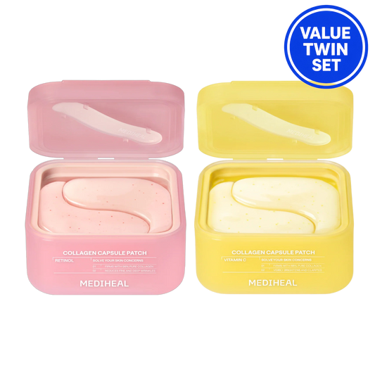 MEDIHEAL Collagen Capsule Patch 60 + 60 Sheets Value Twin Set (Retinol / Vitamin C)