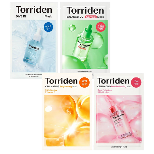 TORRIDEN DAILY SHEET MASK - 1 SHEETS (DIVE-IN HYALURONIC ACID / BALANCEFUL CONTROL / CELLMAZING BRIGHTENING / CELLMAZING PORE PERFECTING)