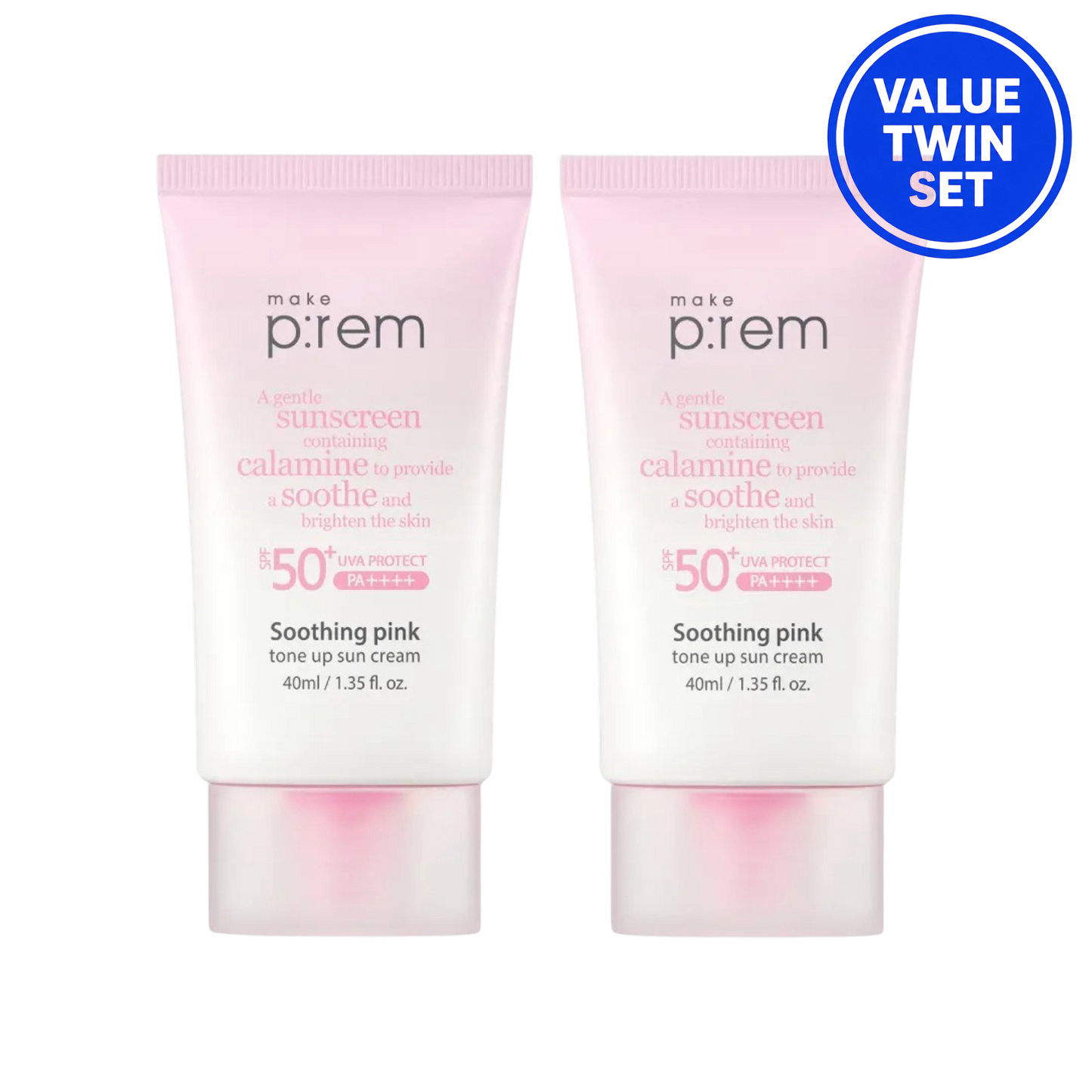 MAKE P:REM Soothing Pink Tone-Up Sun Cream SPF50+ PA++++ 40ml + 40ml (Duo Set)
