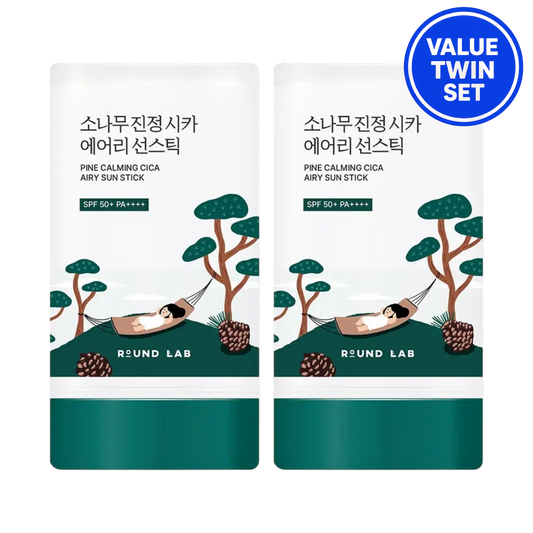 Round Lab Pine Calming Cica Airy Sun Stick Double Set SPF50+ PA++++ 19g + 19g Value Twin Pack