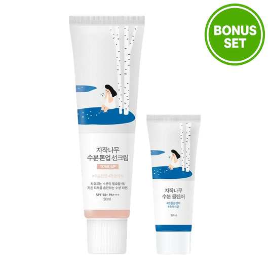 Round Lab Birch Juice Tone-Up Sun Cream SPF50+ PA++++ 50ml + Birch Juice Cleanser 20ml Bonus Set