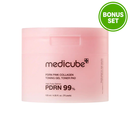 MEDICUBE PDRN Pink Collagen Toning Gel Toner Pad 70 Pads + 10 Pads (Bonus Set)