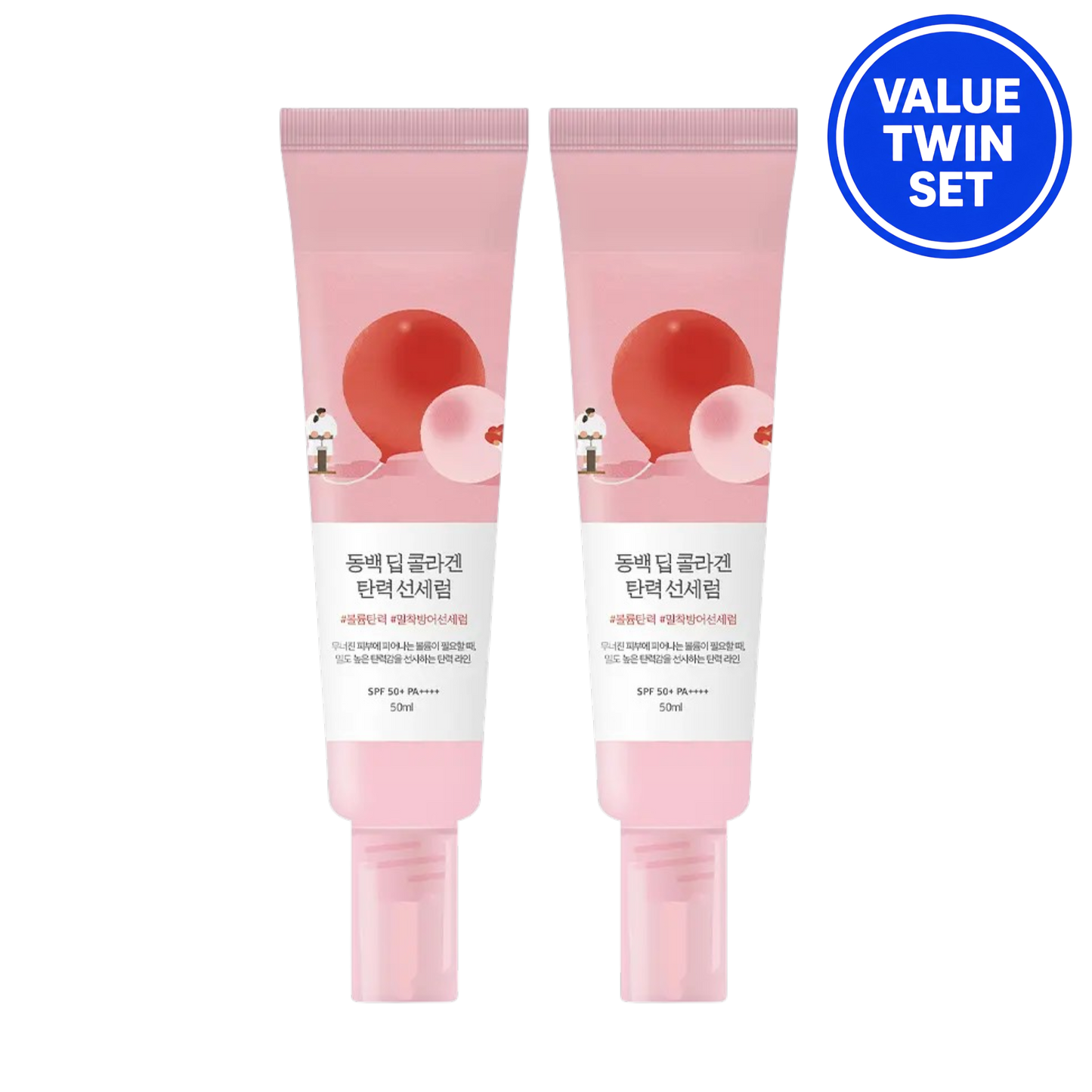 Round Lab Dongbaek Deep Collagen Firming Sun Serum SPF50+ PA++++ (50ml + 50ml) Value Twin Set
