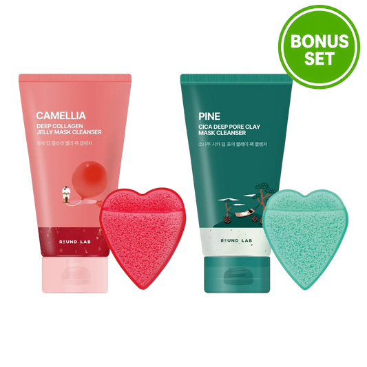 Round Lab Jelly / Clay Mask Cleanser 150ml + Cleansing Puff Bonus Set