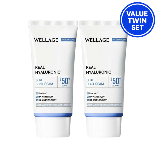 WELLAGE Real Hyaluronic Blue Sun Cream SPF50+ PA++++ 50ml + 50ml (Twin Set)