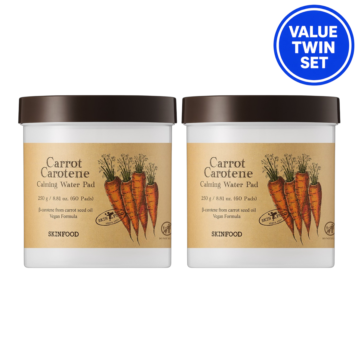 SKINFOOD Carrot Carotene Calming Water Pad 60 Pads + 60 Pads (Double Set)