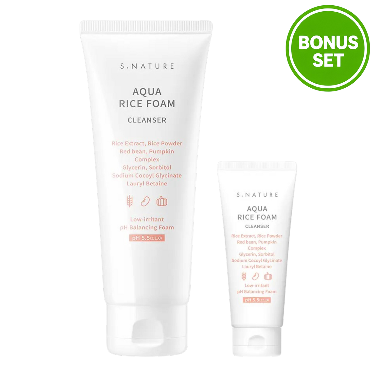 S.NATURE Aqua Rice Foam Cleanser 160ml + 20ml Bonus Set