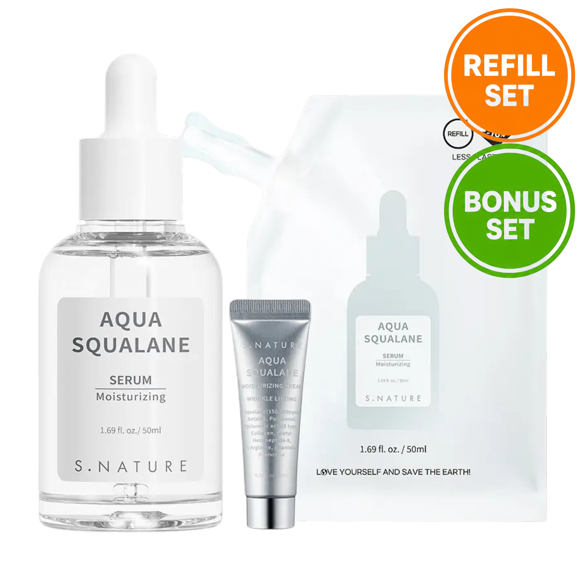 S.NATURE AQUA SQUALANE SERUM 50ML + 50ML REFILL SET