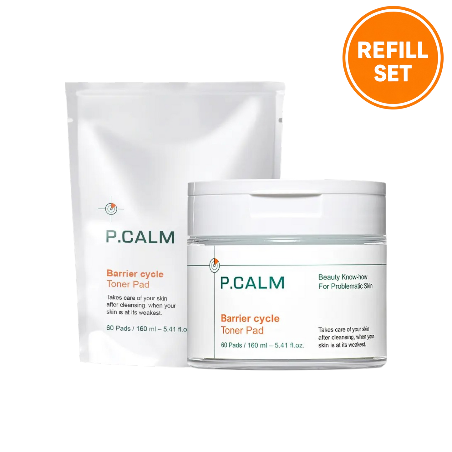 P.CALM Barrier Cycle Toner Pad 60 Pads + 60 Pads Refill Set