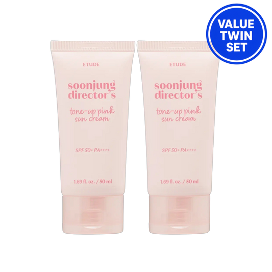 ETUDE Soonjung Director's Tone-Up Pink Sun Cream SPF50+ PA++++ 50ml + 50ml (Value Twin Set)