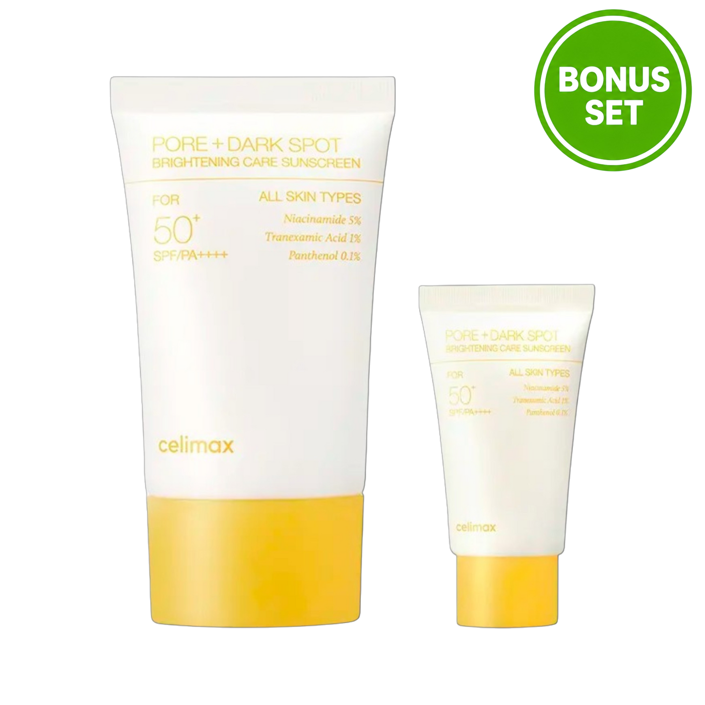CELIMAX Pore + Dark Spot Brightening Care Sunscreen SPF50+ PA++++ 50ml + 10ml (Bonus Set)